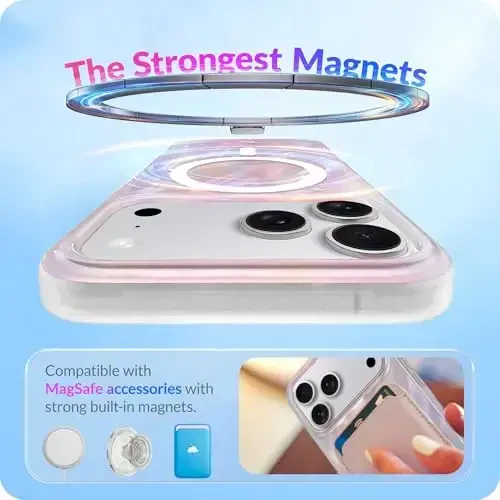 LONLI Hue for iPhone 17 Pro Case - Yorqin xayoliy tun zarbalarga chidamli magnitli chiroyli telefon qopqog'i - [Magsafe bilan mos] - Ayollar va qizlar uchun chiroyli, noyob va estetik - 3