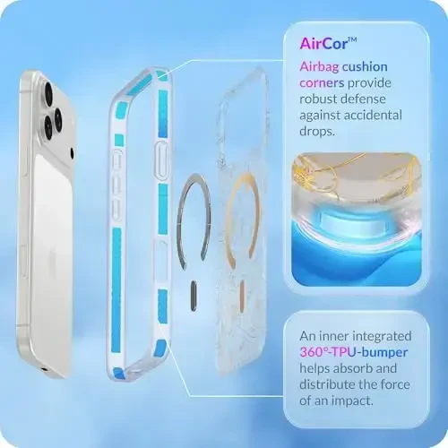 LONLI Hue for iPhone 17 Pro Max Case - Golden Floral Shockproof Magnetic Phone Cover - [Compatible with Magsafe] - Elegant, Unique and Aesthetic for Women and Girls - 4