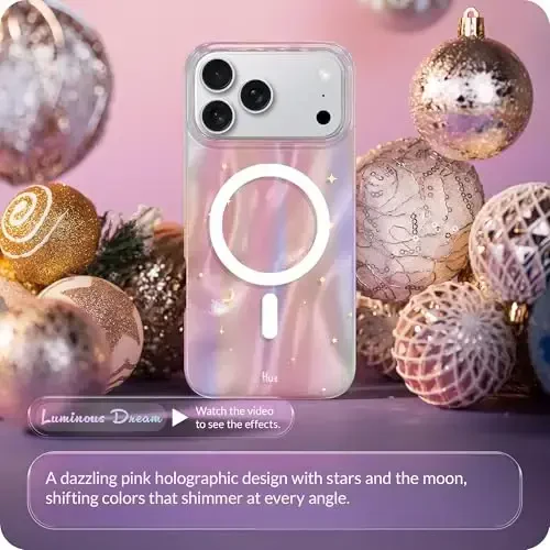 LONLI Hue for iPhone 17 Pro Max Case - Luminous Dreamy Night Shockproof Magnetic Cute Phone Cover - [Compatible with Magsafe] - Cute, Unique and Aesthetic for Women and Girls - 2