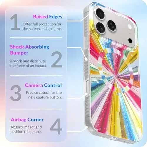 LONLI Hue for iPhone 17 Pro Max G‘ilofi - Sehirli Kosmik Portal Zarbga Bardoshli Magnit Telefon Qopqog‘i - [Magsafe bilan mos keladi] - Yoqimli, O‘ziga xos va Estetik - 5