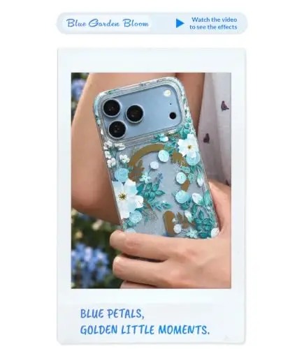 LONLI Hue for iPhone 18 Pro & 17 Pro Case, Blue Floral Botanical | Clear Protective, Compatible with MagSafe, Strong Magnets, Clear Protective, Elegant Aesthetic for Girls and Women - 3
