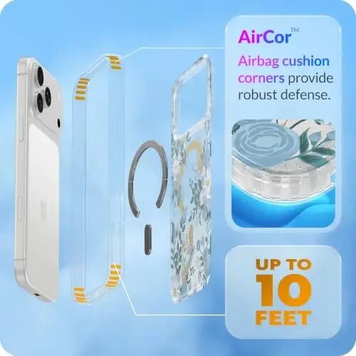 LONLI Hue for iPhone 18 Pro & 17 Pro Case, Blue Floral Botanical | Clear Protective, Compatible with MagSafe, Strong Magnets, Clear Protective, Elegant Aesthetic for Girls and Women - 5
