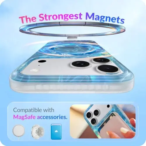 LONLI Hue for iPhone 18 Pro & 17 Pro Case, Blue Ocean Flow Color-Shift | Compatible with MagSafe, Strong Magnets, Shockproof Bumper, Cute Unique Aesthetic for Girls and Women - 4