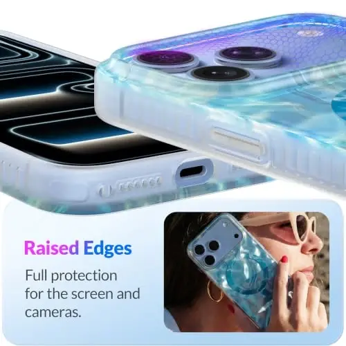 LONLI Hue for iPhone 18 Pro & 17 Pro Case, Blue Ocean Flow Color-Shift | Compatible with MagSafe, Strong Magnets, Shockproof Bumper, Cute Unique Aesthetic for Girls and Women - 6