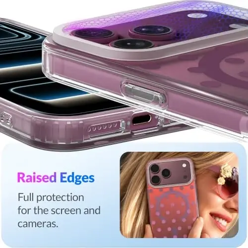 LONLI Hue for iPhone 18 Pro & 17 Pro Case, Burgundy Red to Purple Polka Dot | Color-Shift, Compatible with MagSafe, Strong Magnets, Clear Protective, Unique Aesthetic for Girls and Women - 6