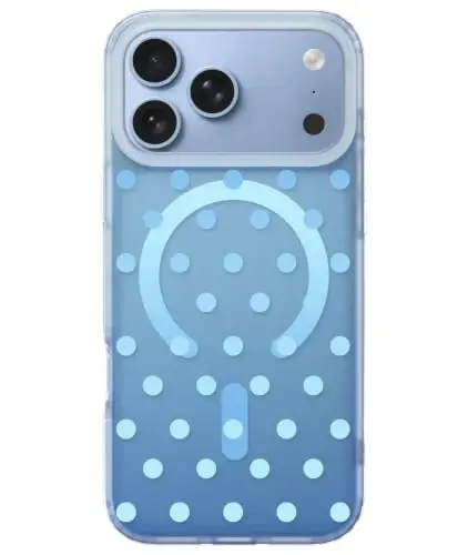 LONLI Hue for iPhone 18 Pro & 17 Pro Case, Glacier Blue Aqua Polka Dot | Color-Shift, Compatible with MagSafe, Strong Magnets, Clear Protective, Unique Aesthetic - 1