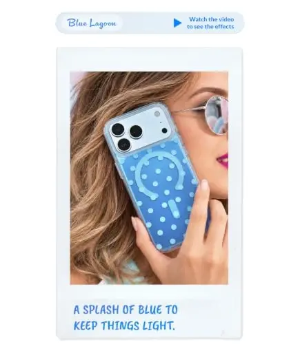 LONLI Hue for iPhone 18 Pro & 17 Pro Case, Glacier Blue Aqua Polka Dot | Color-Shift, Compatible with MagSafe, Strong Magnets, Clear Protective, Unique Aesthetic - 2