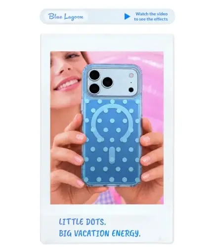 LONLI Hue for iPhone 18 Pro & 17 Pro Case, Glacier Blue Aqua Polka Dot | Color-Shift, Compatible with MagSafe, Strong Magnets, Clear Protective, Unique Aesthetic - 3