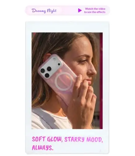 LONLI Hue for iPhone 18 Pro & 17 Pro Case, Pink Luminous Dreamy Cute | Compatible with MagSafe, Strong Magnets, Shockproof Bumper, Cute Unique Aesthetic for Girls and Women - 2