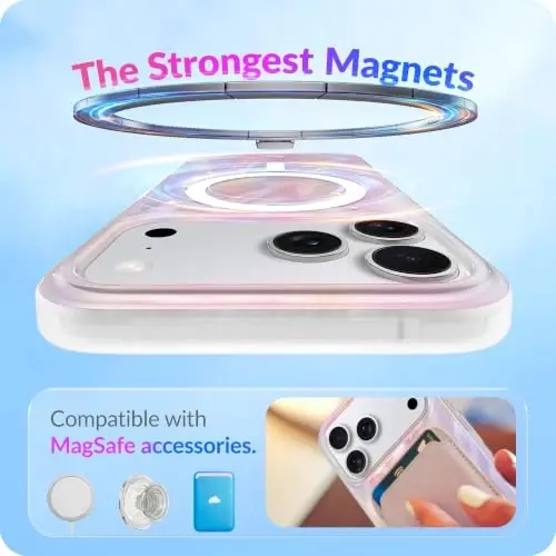 LONLI Hue for iPhone 18 Pro & 17 Pro Case, Pink Luminous Dreamy Cute | Compatible with MagSafe, Strong Magnets, Shockproof Bumper, Cute Unique Aesthetic for Girls and Women - 4