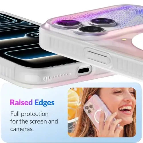 LONLI Hue for iPhone 18 Pro & 17 Pro Case, Pink Luminous Dreamy Cute | Compatible with MagSafe, Strong Magnets, Shockproof Bumper, Cute Unique Aesthetic for Girls and Women - 6