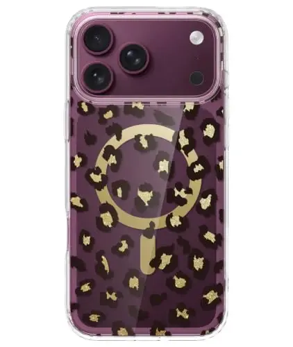 LONLI Hue for iPhone 18 Pro Max and 17 Pro Max Case, Champagne Leopard | Black Gold Print Clear Cover, Compatible with MagSafe, Strong Magnets, Clear Protective, Unique Aesthetic for Girls and Women - 1