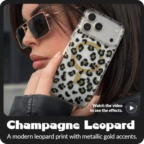 LONLI Hue for iPhone 18 Pro Max and 17 Pro Max Case, Champagne Leopard | Black Gold Print Clear Cover, Compatible with MagSafe, Strong Magnets, Clear Protective, Unique Aesthetic for Girls and Women - LONLI (1)