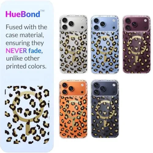 LONLI Hue for iPhone 18 Pro Max and 17 Pro Max Case, Champagne Leopard | Black Gold Print Clear Cover, Compatible with MagSafe, Strong Magnets, Clear Protective, Unique Aesthetic for Girls and Women - 3