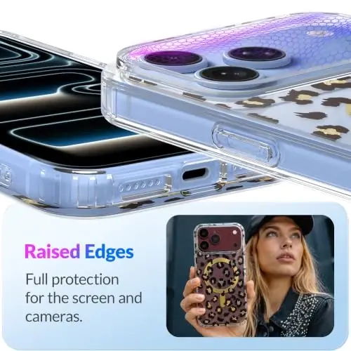 LONLI Hue for iPhone 18 Pro Max and 17 Pro Max Case, Champagne Leopard | Black Gold Print Clear Cover, Compatible with MagSafe, Strong Magnets, Clear Protective, Unique Aesthetic for Girls and Women - 4