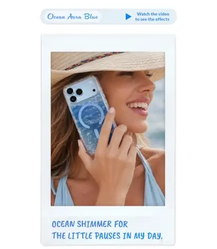 LONLI Hue for iPhone 18 Pro Max and 17 Pro Max Case, Glacier Blue Ocean | Blue Iridescent Pearl Ocean Pattern, Compatible with MagSafe, Strong Magnets, Unique Aesthetic for Girls and Women - LONLI (1)