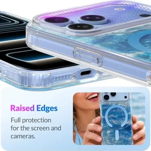 LONLI Hue for iPhone 18 Pro Max and 17 Pro Max Case, Glacier Blue Ocean | Blue Iridescent Pearl Ocean Pattern, Compatible with MagSafe, Strong Magnets, Unique Aesthetic for Girls and Women - 6