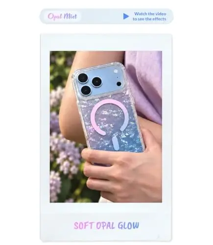 LONLI Hue for iPhone 18 Pro Max and 17 Pro Max Case, Pink Blue Opal Mist | Cute Pink Blue Iridescent Pearl Pattern, Compatible with MagSafe, Strong Magnets, Unique Aesthetic for Girls and Women - 3