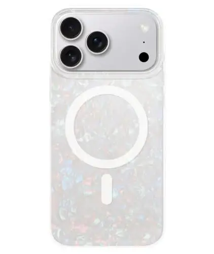 LONLI Hue for iPhone 18 Pro Max Case, White Pearl Tort | Compatible with MagSafe, Strong Magnets, Shockproof Bumper, Cute Unique Aesthetic for Girls and Women - 1