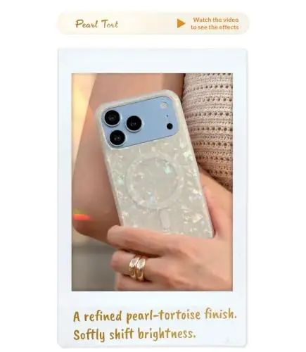 LONLI Hue for iPhone 18 Pro Max Case, White Pearl Tort | Compatible with MagSafe, Strong Magnets, Shockproof Bumper, Cute Unique Aesthetic for Girls and Women - 2