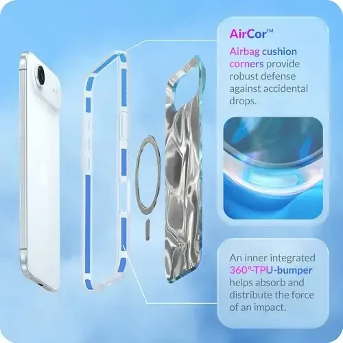 LONLI Hue for iPhone Air Case - Golden Floral Shockproof Magnetic Phone Cover - [Compatible with Magsafe] - Elegant, Unique and Aesthetic - 4