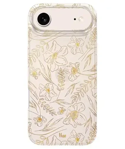 LONLI Hue for iPhone Air Case - Golden Floral Shockproof Phone Cover - [Shock-Absorbent Bumper] - Elegant, Unique and Aesthetic for Women and Girls - 1