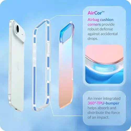 LONLI Hue for iPhone Air Case - Holographic Iridescent Shockproof Cute Phone Cover - [Shock-Absorbent Bumper] - Cute, Unique and Aesthetic for Women and Girls - 2