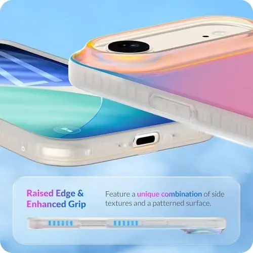 LONLI Hue for iPhone Air Case - Holographic Iridescent Shockproof Cute Phone Cover - [Shock-Absorbent Bumper] - Cute, Unique and Aesthetic for Women and Girls - 3