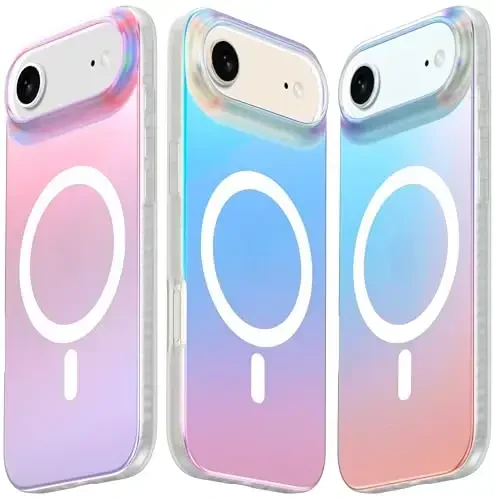 LONLI Hue for iPhone Air Case - Holographic Iridescent Shockproof Magnetic Cute Phone Cover - [Compatible with Magsafe] - Cute, Unique and Aesthetic for Women and Girls 