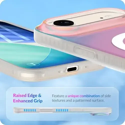 LONLI Hue for iPhone Air Case - Holographic Iridescent Shockproof Magnetic Cute Phone Cover - [Compatible with Magsafe] - Cute, Unique and Aesthetic for Women and Girls - 5