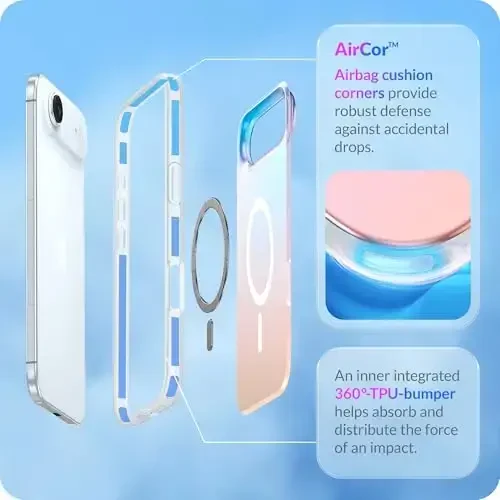 LONLI Hue for iPhone Air Case - Holographic Iridescent Shockproof Magnetic Cute Phone Cover - [Magsafe bilan mos] - Ayollar va qizlar uchun yoqimli, noyob va estetik - 4