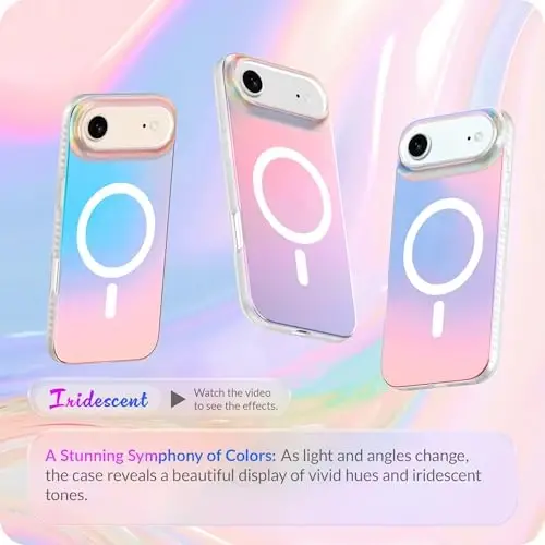 LONLI Hue for iPhone Air Case - Holographic Iridescent Shockproof Magnetic Cute Phone Cover - [Magsafe bilan mos] - Ayollar va qizlar uchun yoqimli, noyob va estetik - 2