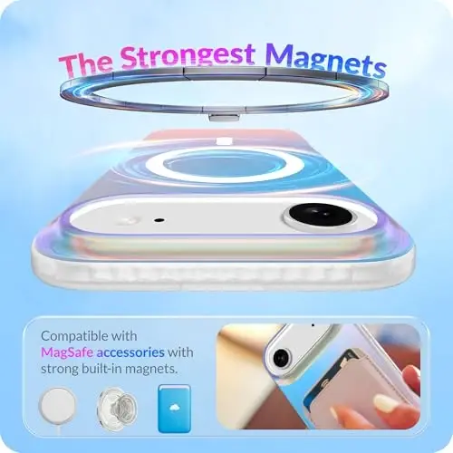 LONLI Hue for iPhone Air Case - Holographic Iridescent Shockproof Magnetic Cute Phone Cover - [Magsafe bilan mos] - Ayollar va qizlar uchun yoqimli, noyob va estetik - 3
