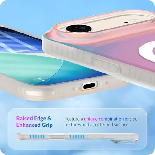 LONLI Hue for iPhone Air Case - Holographic Iridescent Shockproof Magnetic Cute Phone Cover - [Magsafe bilan mos] - Ayollar va qizlar uchun yoqimli, noyob va estetik - 5