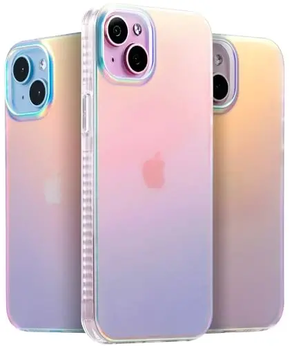 LONLI Hue - for iPhone 14 Plus Case - Fluorescent Coloful Holographic Iridescent Phone Case - [360° Shock-Absorbent Bumper] - Cute, Unique and Aesthetic Phone Cover for Women and Girls - 12