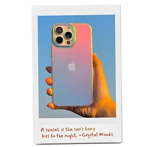 LONLI Hue - iPhone 14 Plus uchun g'ilof - Floresan Rangli Holografik Iridescent Telefon G'ilofi - [360° Zarba Qabul qiluvchi Bumper] - Qizlar va Ayollar uchun Chiroyli, O'ziga xos va Estetik Telefon Qopqog'i - 5