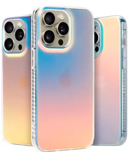 LONLI Hue - for iPhone 14 Pro Max Case - Fluorescent Coloful Holographic Iridescent Phone Case - [360° Shock-Absorbent Bumper] - Cute, Unique and Aesthetic Phone Cover for Women and Girls - 1