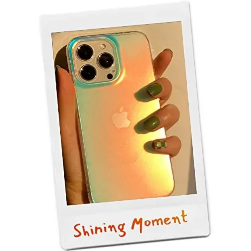 LONLI Hue - iPhone 14 Pro uchun g'ilof - Fluorescent Coloful Holographic Iridescent telefon g'ilofi - [360° zarbani yutuvchi bamper] - Ayollar va qizlar uchun yoqimli, noyob va estetik telefon qopqog'i - 6
