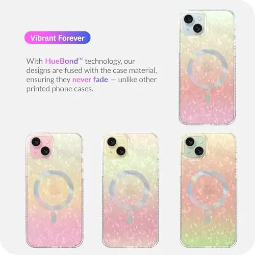 LONLI Hue - Prismatic Rainbow Diamond Facet Sparkling Magnetic Phone Case for iPhone 15 - [Compatible with Magsafe] - [Sparkle Glow Finish, Luxe Glitter Protection] - for iPhone 15 - 7