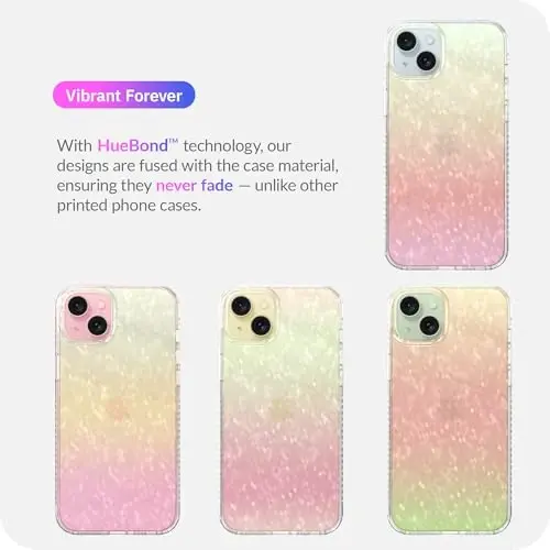 LONLI Hue - Prismatic Rainbow Diamond Facet Sparkling Phone Case for iPhone 15 - [Sparkle Glow Finish, Luxe Glitter Protection] - [360° Shock-Absorbent Bumper] - for iPhone 15 - 7