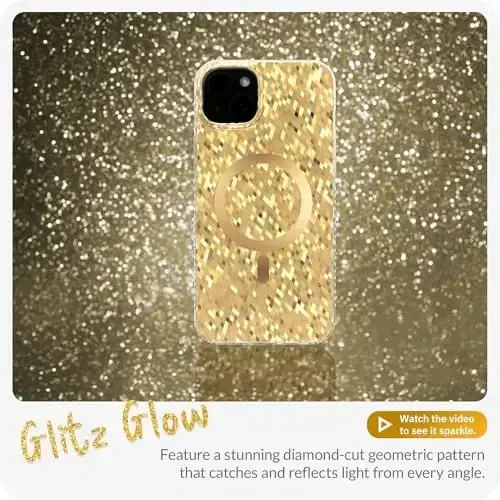 LONLI Hue - Champagne Gold Diamond Facet Sparkling Magnetic Phone Case for iPhone 15 - [Compatible with Magsafe] - [Sparkle Glow Finish, Luxe Glitter Protection] - for iPhone 15 - LONLI (1)