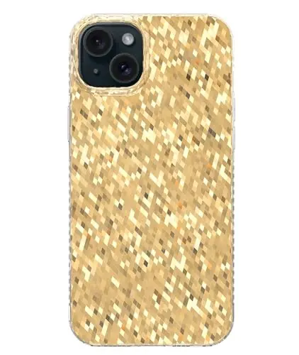LONLI Hue - Champagne Gold Diamond Facet Sparkling Phone Case for iPhone 15 - [Sparkle Glow Finish, Luxe Glitter Protection] - [360° Shock-Absorbent Bumper] - for iPhone 15 - LONLI