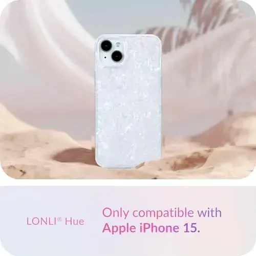 LONLI Hue - for iPhone 15 Case - White Pearl Tort [10FT Drop Protection] - Shockproof Cover with Color Changing Effect | Cute and Unique for Women, Girls and Men (2023) - 2