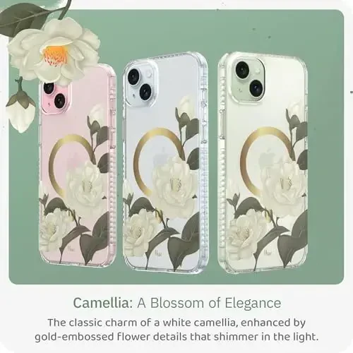 LONLI Hue - for iPhone 15 Case [Compatible with Magsafe] - Camellia Phone Case - [360° Shock-Absorbent Bumper] - Cute, Unique and Aesthetic Phone Cover for Girls and Women - LONLI (1)