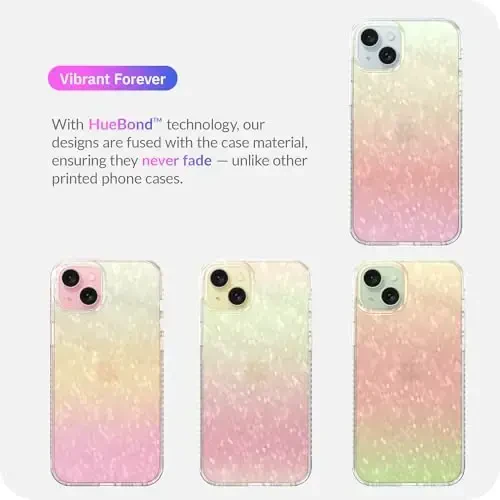 LONLI Hue - Prismatic Rainbow Diamond Facet Sparkling Phone Case for iPhone 15 Plus - [Sparkle Glow Finish, Luxe Glitter Protection] - [360° Shock-Absorbent Bumper] - for iPhone 15 Plus - 7