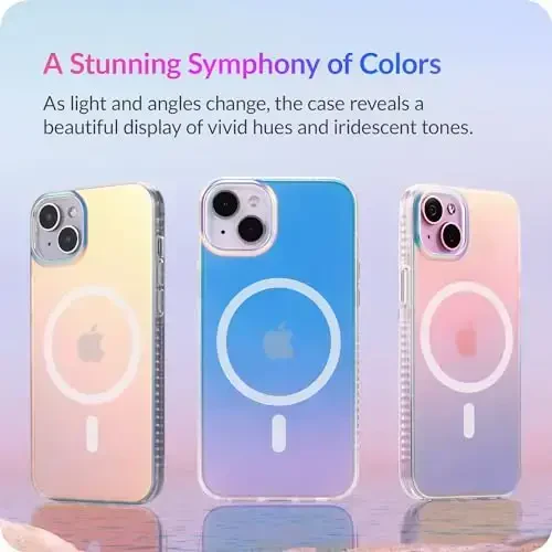 LONLI Hue - for iPhone 15 Plus Case [Compatible with Magsafe] - Holographic Iridescent - [10FT Drop Plustection] [4 Airbag Cushioned Corners] - Cute, Unique and Aesthetic (2023) - 4