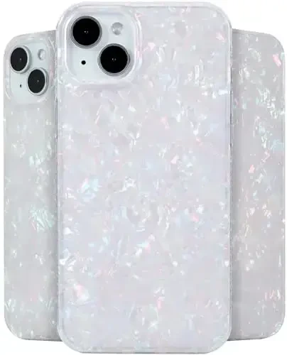 LONLI Hue - for iPhone 15 Plus Case - White Pearl Tort [10FT Drop Protection] - Shockproof Cover with Color Changing Effect | Cute and Unique for Women, Girls and Men (2023) 