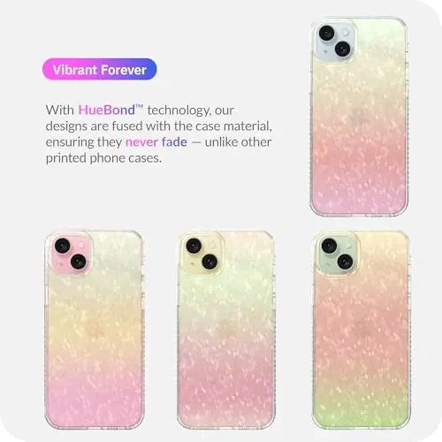 LONLI Hue - iPhone 15 Plus uchun prizmatik kamalak olmos qirrali yaltiroq telefon qutisi - [Yaltiroq nashr, hashamatli yaltiroq himoya] - [360° zarbani yutuvchi bamper] - iPhone 15 Plus uchun - 7