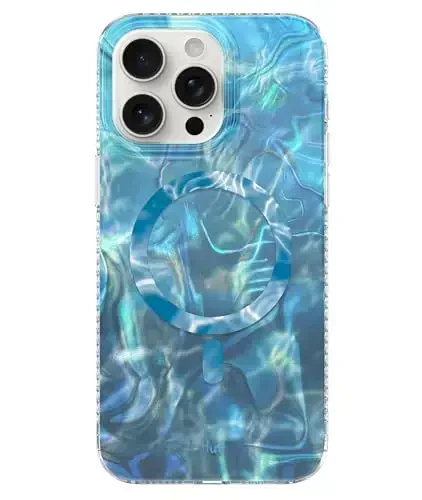 LONLI Hue - for iPhone 15 Pro Case [Compatible with Magsafe] - Ocean Wave Phone Case - [360° Shock-Absorbent Bumper] - Cute, Unique and Aesthetic Phone Cover for Girls and Women - 1