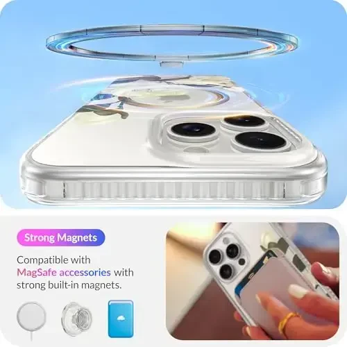 LONLI Hue - for iPhone 15 Pro Max Case [Compatible with Magsafe] - Camellia Phone Case - [360° Shock-Absorbent Bumper] - Cute, Unique and Aesthetic Phone Cover for Girls and Women - 3